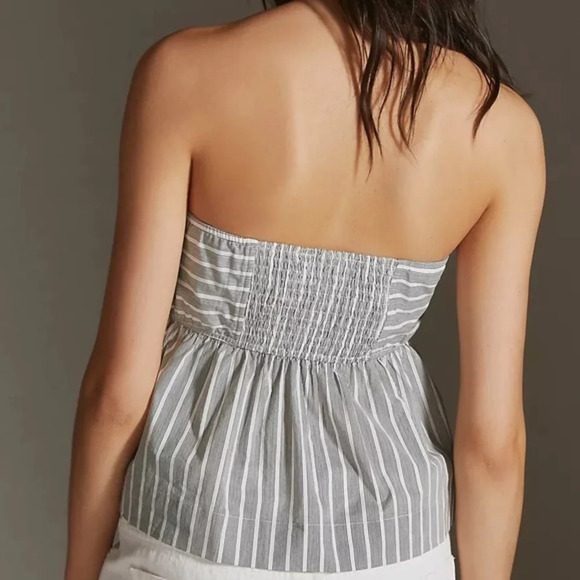 Anthropologie Dolan Striped Strapless Smocked Tube Top Women’s Large‎ NWT Twee - Picture 3 of 10